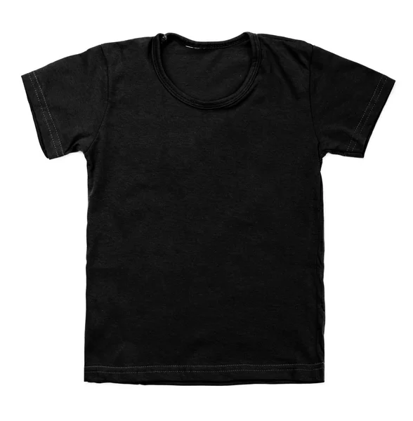 Kind schwarzes T-Shirt auf weißem Hintergrund — Stockfoto