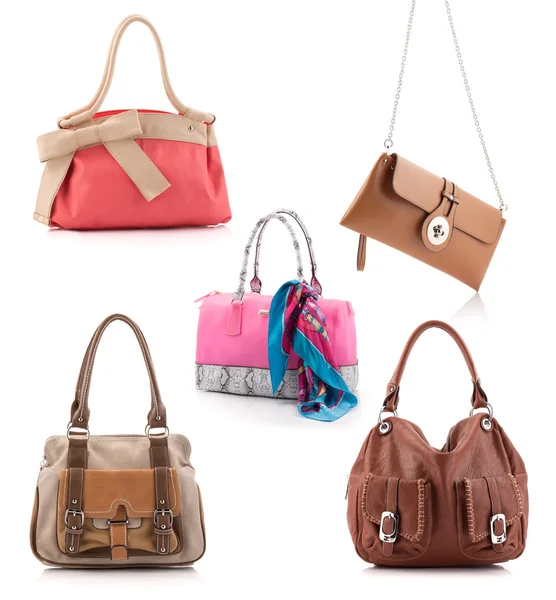 Women leather bags set isolated on white — Stock Photo, Image