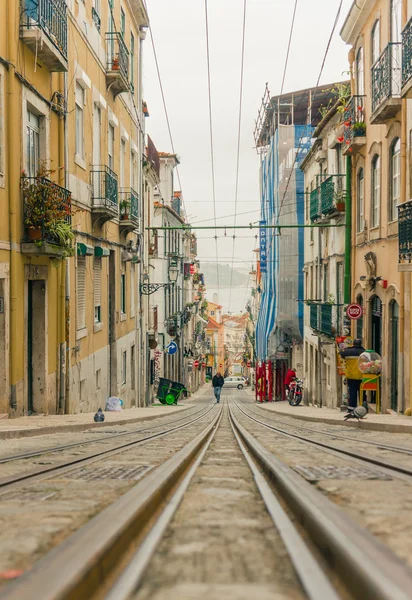 Funicular de Lisbons Gloria no Bairro Alto - Lisboa — Fotografia de Stock