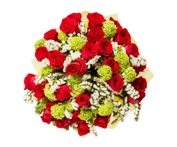 Bouquet of flowers top view isolated on white — Stock Photo, Image