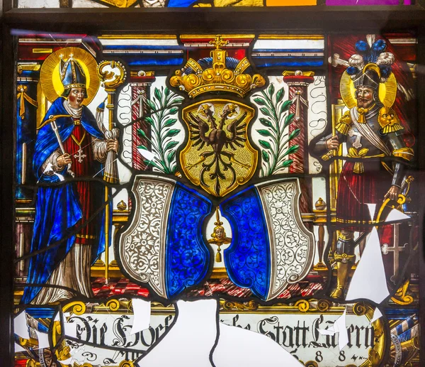 Stained glass window from Pena National Palace, Portugal — Stock Photo, Image