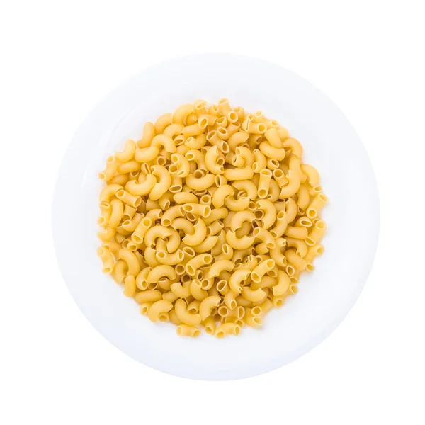 Tallrik pasta sett från ovan isolerade på vit — Stockfoto