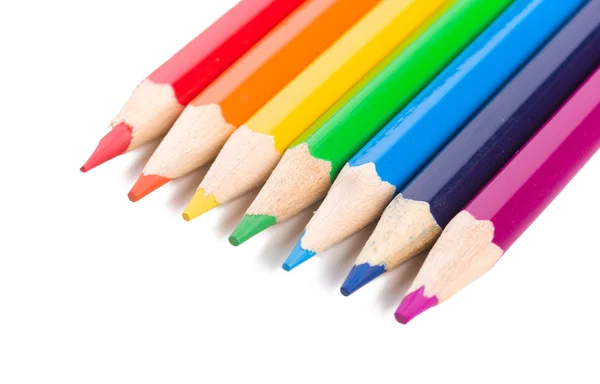 Many different colored pencils on white background — Stock Photo, Image