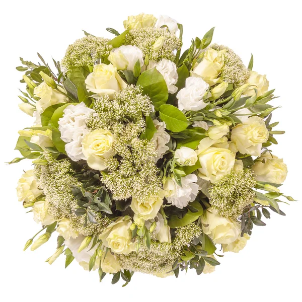Bukiet kwiatów na białym tle widok z góry — Zdjęcie stockowe