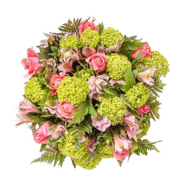 Bouquet of flowers top view isolated on white — Stock Photo, Image