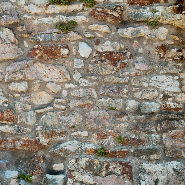 Stone wall with cement — Stock Photo, Image