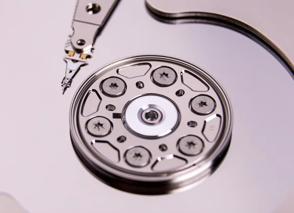 Close up of open computer hard disk tonned — Stock Photo, Image