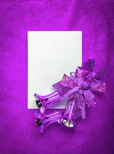 Christmas card blank white paper on magenta — Stock Photo, Image