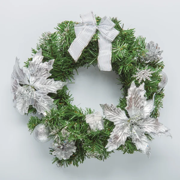 Christmas blue wreath on white — Stock Photo, Image