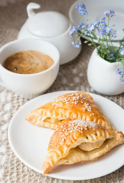 Samosa con manzanas en el plato blanco — Foto de Stock