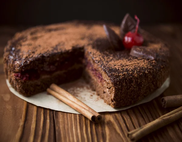 Black chocolate cake — Stock Photo, Image