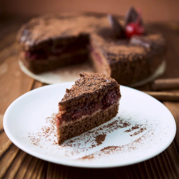 チョコレート ケーキの部分 — ストック写真