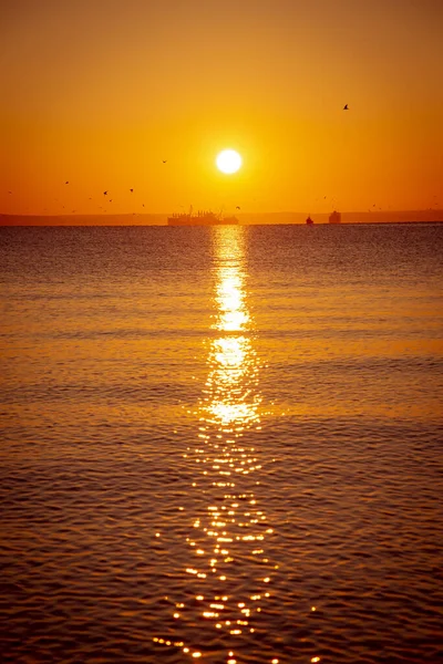 Increíble Puesta Sol Mar Península Taman Mar Negro — Foto de Stock