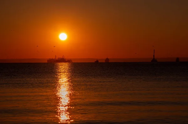 Atemberaubender Sonnenuntergang Auf Der Halbinsel Taman Schwarzen Meer Herbstliche Landschaft — Stockfoto