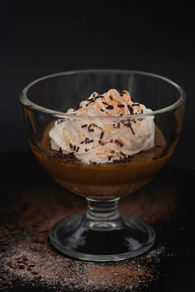 Chocolate Coffee Panna Cotta Glass — Stock Photo, Image