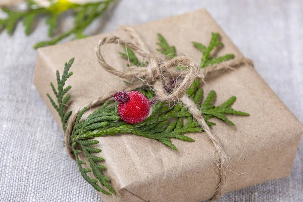 Los Regalos Año Nuevo Embalaje Artesanal Navidad Año Nuevo Vacaciones — Foto de Stock