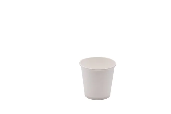Одноразова Біла Паперова Чашка Ізольована Білому Тлі Напій Винос — стокове фото