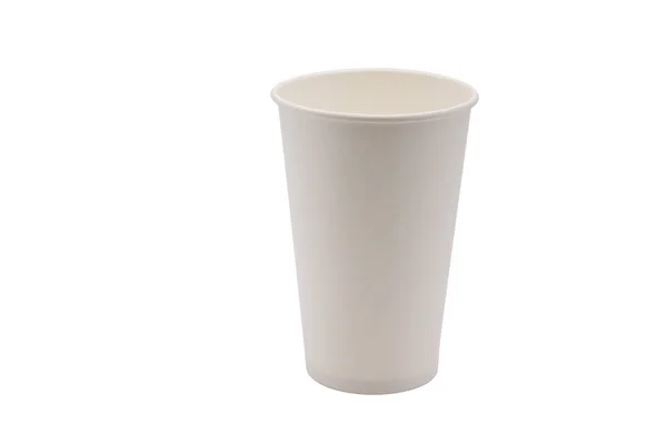 Одноразова Біла Паперова Чашка Ізольована Білому Тлі Напій Винос — стокове фото