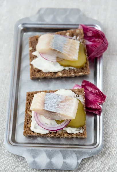 Herring sandwiches — Stock Photo, Image