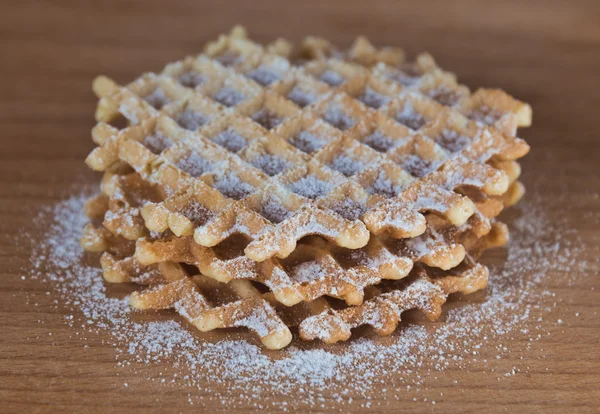 Waffles with powdered sugar — Stock Photo, Image