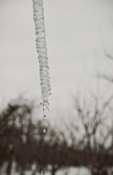 Melting Icicle Roof House — Stock Photo, Image