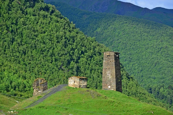 Svanetian wieże. Ushguli, Gruzja — Zdjęcie stockowe