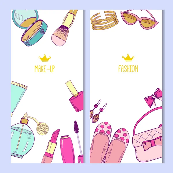 Plantillas de tarjetas de moda y cosméticos — Vector de stock