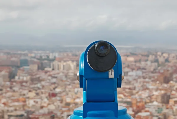 Blue touristic telescope — Stock Photo, Image