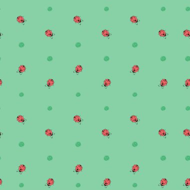 Şirin seamless modeli ile el çekilmiş ladybugs
