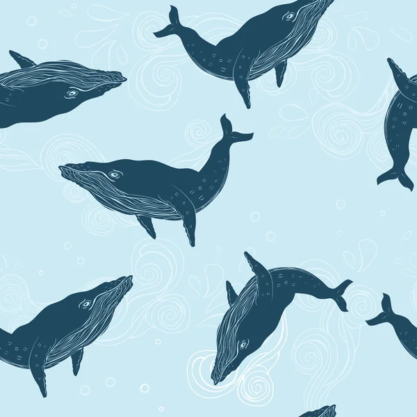 Безшовний візерунок з китами — стоковий вектор