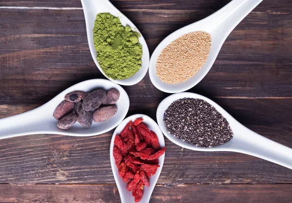 Godji bessen, chia zaden en andere "superfood" — Stockfoto