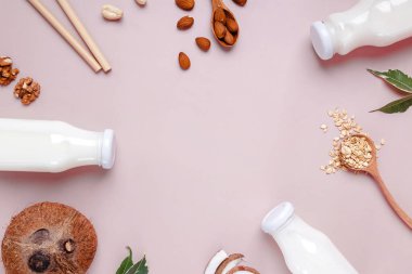 Farklı türde süt ürünleri vejetaryen sütü