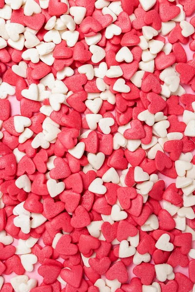 Fond Saint Valentin Avec Des Pépites Sucre Forme Coeur — Photo