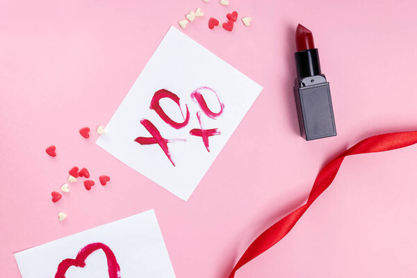 День святого Валентина композиция лежал на розовый