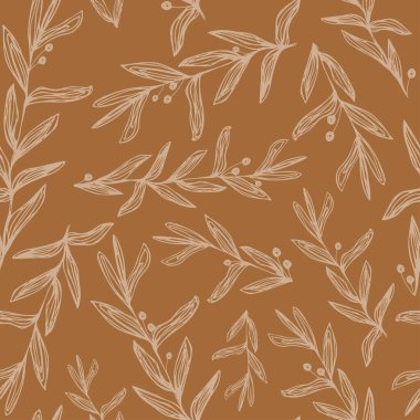 Çizgi sanatı dalları ile soyut botanik kusursuz desen