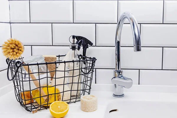 Eco natural items for kitchen cleaning.