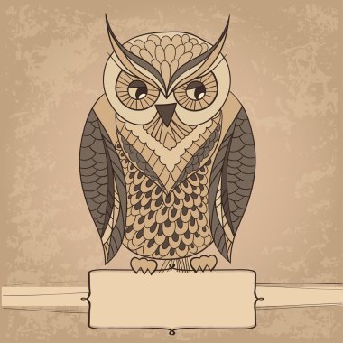 Soyut baykuş kartıyla 