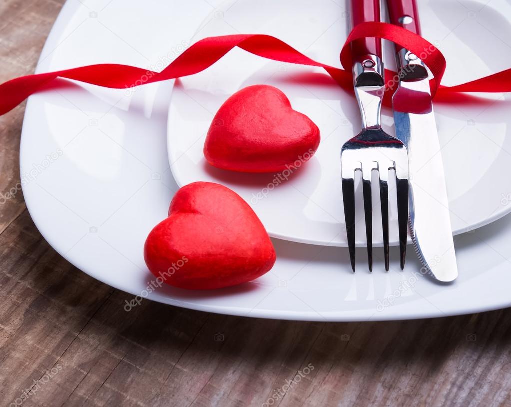 Valentine's day table setting concept.
