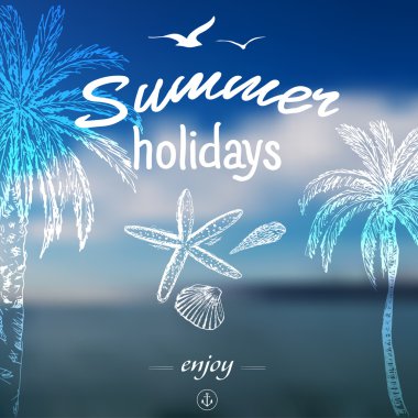 Yaz seyahat poster ile arka plan bulanık 