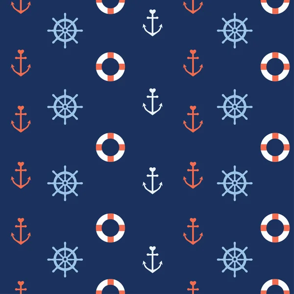 Cute nautical seamless pattern — Stock Vector