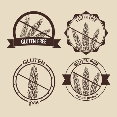 Dört gluten ücretsiz etiket kümesi 