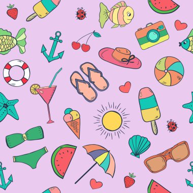 Cute doodle summer pattern 
