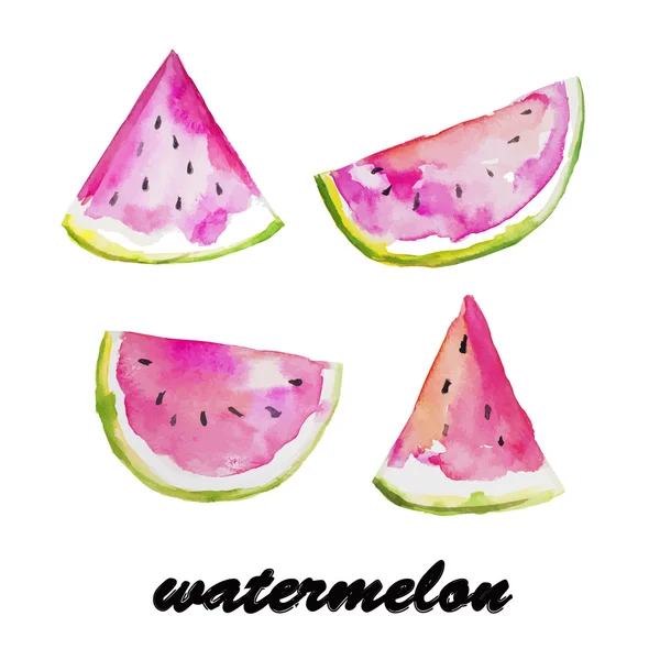 Watercolor watermelon pieces — 图库矢量图片