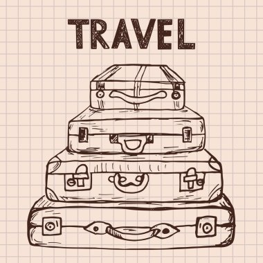 Retro bavul el çekilmiş