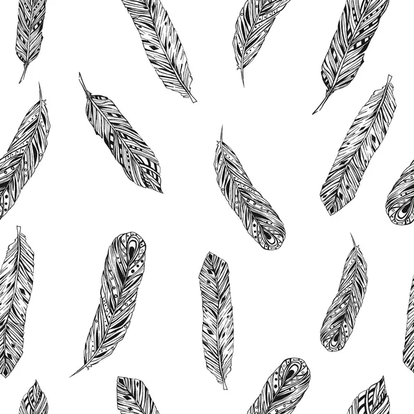 手拔的羽毛无缝模式 — 图库矢量图片