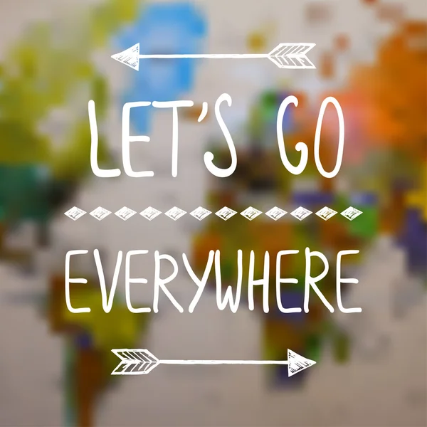 Bulanık worl harita üzerinde zemin ve doodl ile ilham verici poster