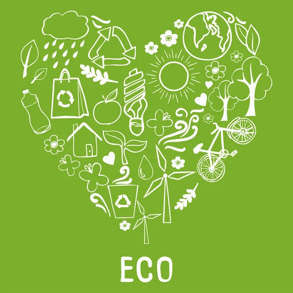Eco έννοια σε σχήμα καρδιάς — Διανυσματικό Αρχείο
