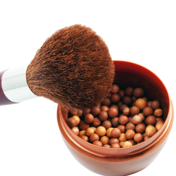 Polvo facial y cepillo —  Fotos de Stock