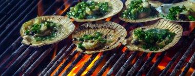 Taze istiridye yakın plan deniz ürünleri.