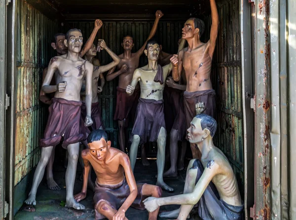 Заключенные Вьетнамцы Кокосовой Тюрьме Военный Музей Острова Куок Вьетнамской Войны — стоковое фото